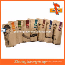 Stand up foil lined brown kraft paper bags with zipper for protein powder or supplements